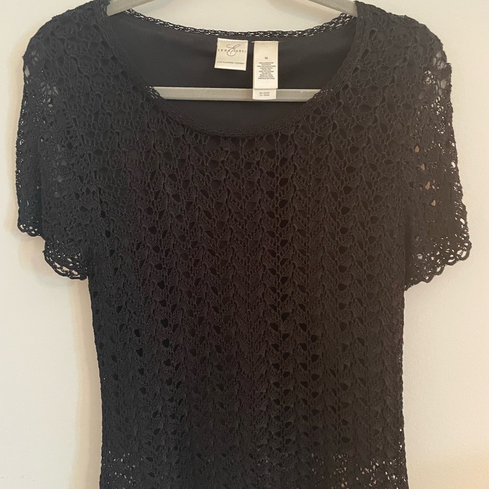 Liz Claiborne Black Fitted Flutter Sleeve Blouse
